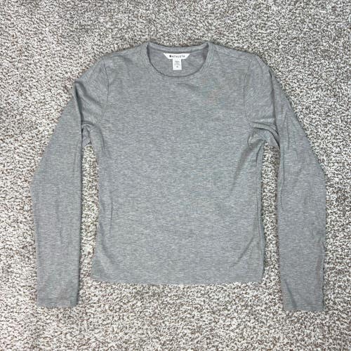 Athleta Shirt Women Medium Gray Activewear Signature Ribbed Long Sleeve Basic