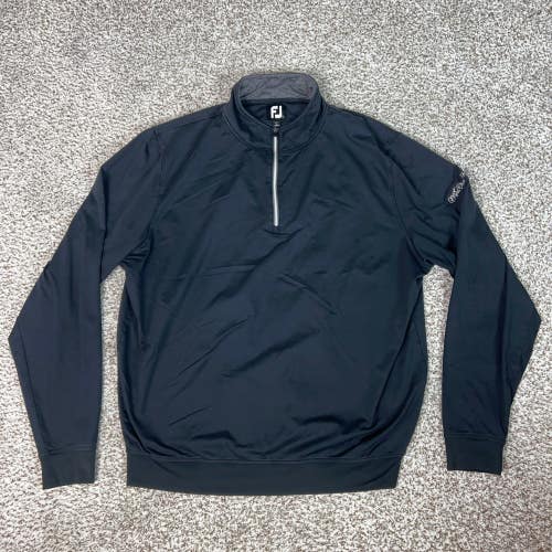 FootJoy Pullover Mens Large Black Golf 1/4 Zip Windbreaker Athletic Logo Sports