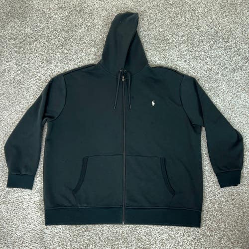 Polo Ralph Lauren Sweatshirt Men 3XB Black Casual Full Zip Hooded Double Knit