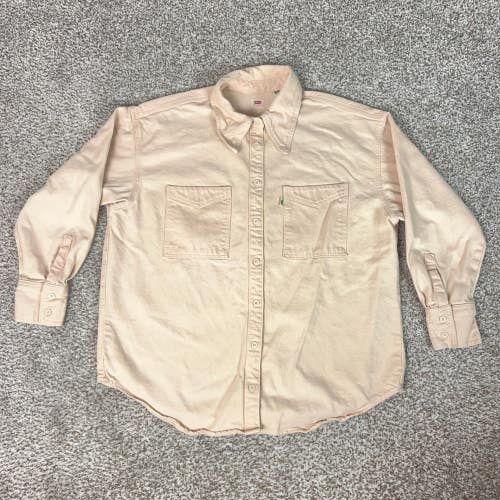 Levis Shirt Women Large Pink Casual Long Sleeve Twill Workwear Top Shacket Basic