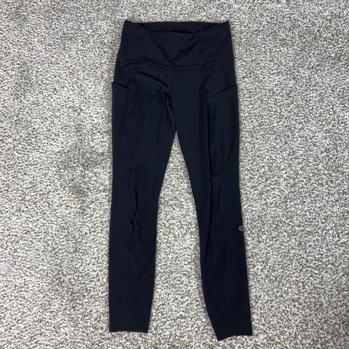 Lululemon Leggings Womens 4 Black Gym Running Yoga Fast Free High Rise Pants