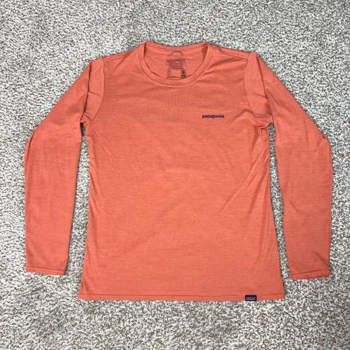 Patagonia Shirt Women Small Orange Hiking Performance Capilene Cool Daily Wave