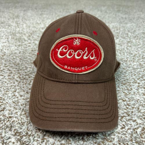 Coors Hat Mens One Size Flex Brown Casual Beer Logo Embroidered Miller Cap