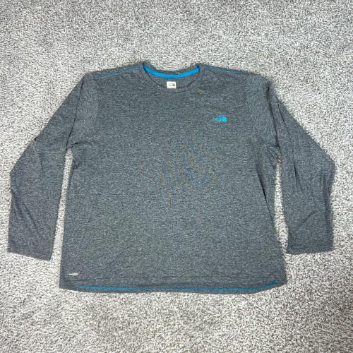 North Face Shirt Mens XXL 2XL Gray Active VaporWick Long Sleeve Hiking Logo Top