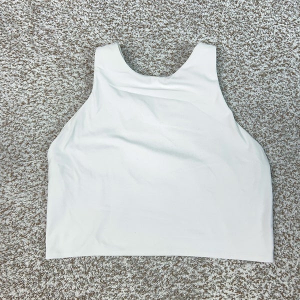 Athleta Tank Top Womens Medium White Workout Activewear Racerback Cropped Bra