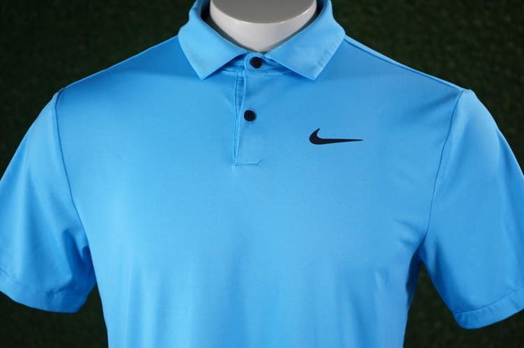 MENS SMALL NIKE DRI-FIT TOUR SOLID BLUE GOLF POLO, VGC ~ L@@K!!