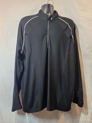 Nike Golf Men's Black Dri Fit 1/4 Zip Pullover Mock Neck Jacket - Size L