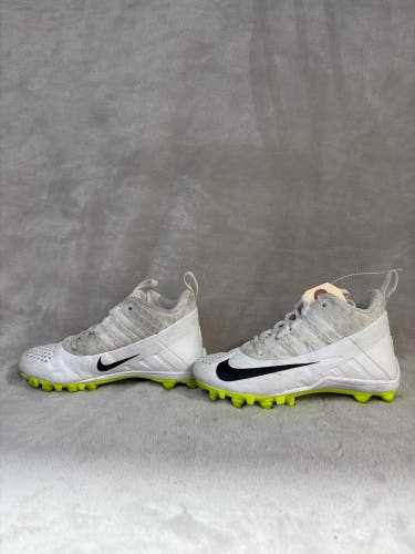 White 1Y Youth Nike Alpha Huarache 6 Varsity High Top Cleats (Used)