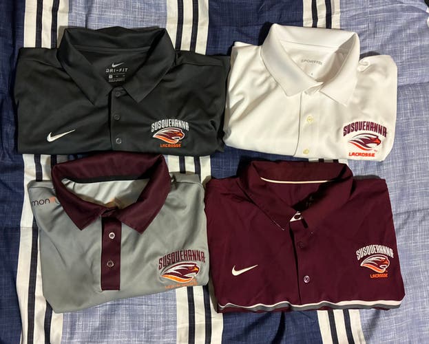 SUSQUEHANNA UNIVERSITY LAX TEAM S/S POLO BUNDLE ( 4 POLOS ) - XL