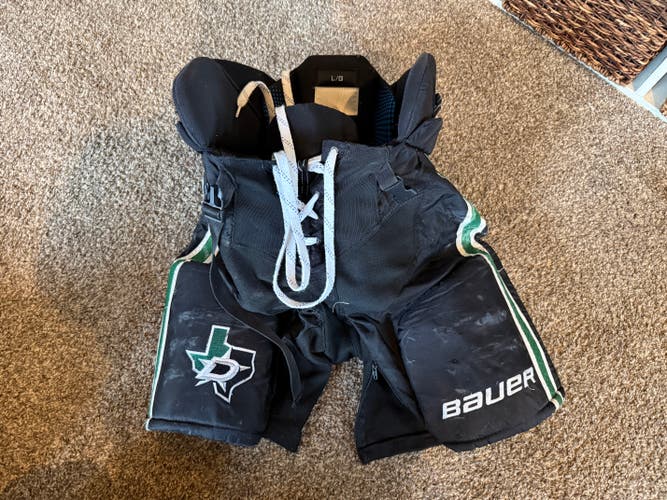 Bauer One95 Hockey Pants | Senior Large | Black/Green/White | Pro Stock / Dallas Stars | Used