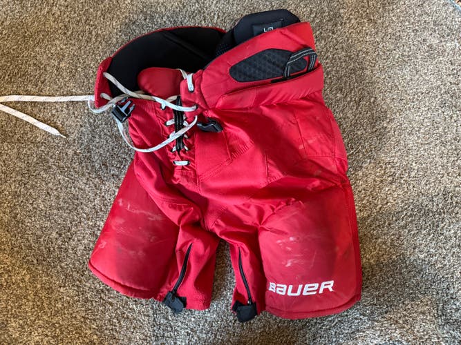 Bauer One95 Hockey Pants | Senior Large | Red | Pro Stock / Carolina Hurricanes | Used
