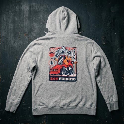 RARE Mountain Merch Mens XL Grey Hoodie Furano Japan Ski Snowboard Japancore