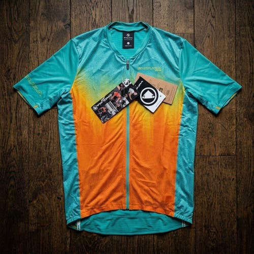 NWT Endura Pro SL Lite Mens XL Teal Orange Cycling Jersey Full Zip Bikecore
