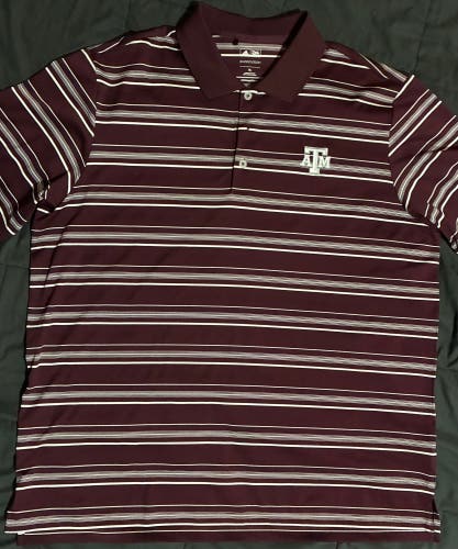 TEXAS A&M ADIDAS S/S POLO (XL) - MAROON w/ WHITE STRIPES