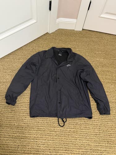 Nike SB Men's L Black Coach Jacket Windbreaker Snap + Full Zip Logo