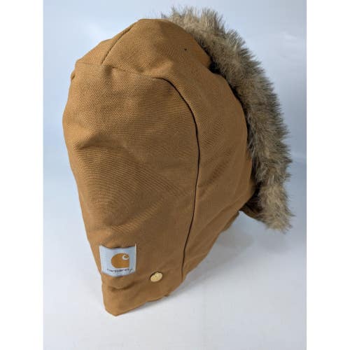 Carhartt 968QH Brown Duck Canvas Detachable Hood Faux Fur Trim Made in USA