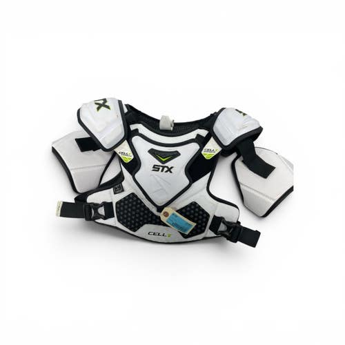 Used STX CELL V Lacrosse Shoulder Pads White LG 11735-S000365198