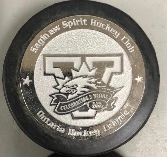 Saginaw Spirit 5th Anniversary puck