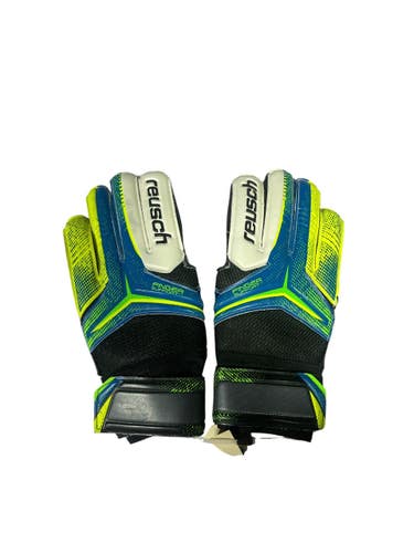 Used Reusch RECEPTOR Soccer Goalie Gloves Black/Yellow/Royal 10 11735-S000366251