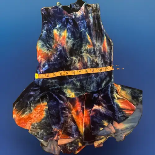 Figure Skating Dress Velvet Tie Dye Purple Orange Competition Ice Skate Costume