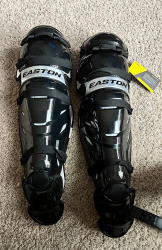 NEW Easton Elite X Adult Catcher's Leg Guards (16.5") - Black/Silver - NWT