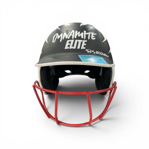 Used BoomBah SIZE 7- 7 3/4 Batting Helmet w/Mask Black MD 11735-S000362112