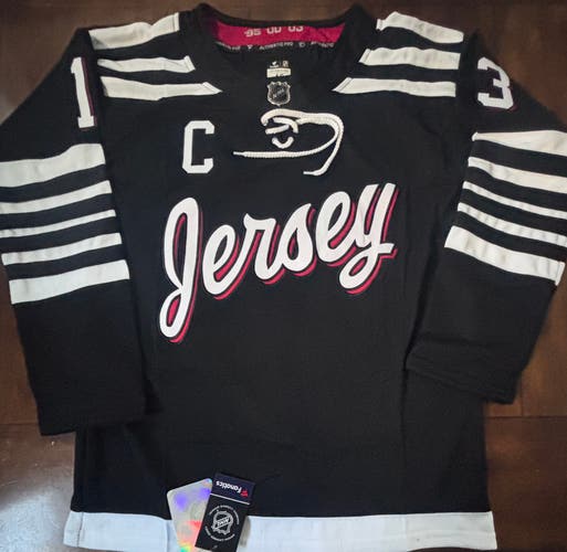 New Jersey Devils Nico Hischier Alternate Jersey Black Adult Small (46) NWT