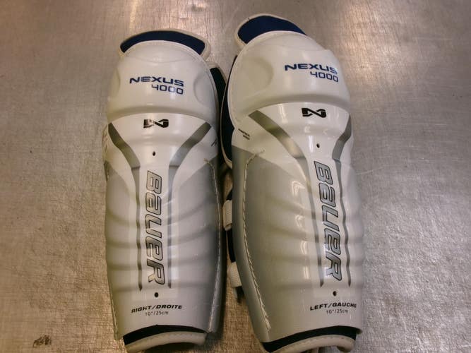 Used Bauer NEXUS 4000 Junior Shin Guards White 10" 11339-S000207912