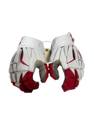Used Under Armour GLOVES Lacrosse Gloves Junior White/Black/Red 10" 11735-S000364135