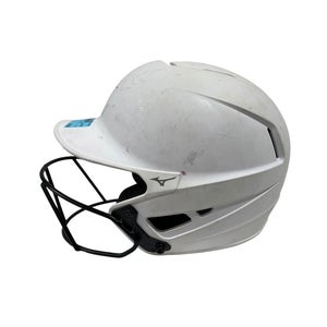 Used Mizuno 6 3/4 - 7 3/8 Batting Helmet w/Mask White LG 11735-S000364861