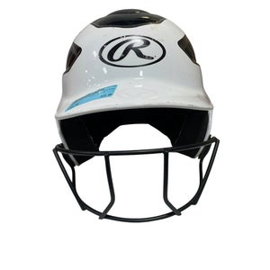 Used Rawlings 6 1/2- 7 1/2 Batting Helmet w/Mask White MD 11735-S000364736