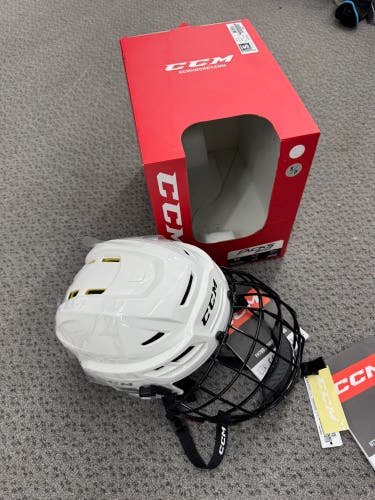 Small White CCM Tacks 310 Helmet (New) Combo