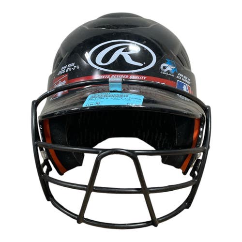 Used Rawlings 6 1/2- 7 1/2 Batting Helmet w/Mask Black MD 11735-S000365441