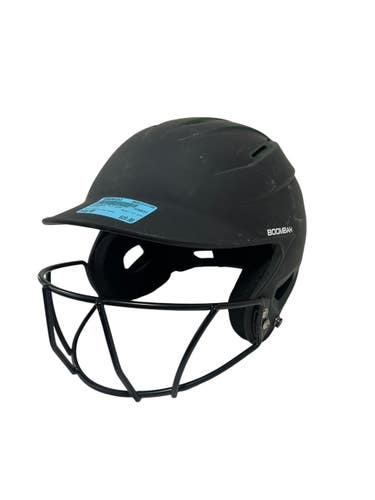 Used BoomBah 7-7 3/4 Batting Helmet w/Mask Black And Green MD 11735-S000362283