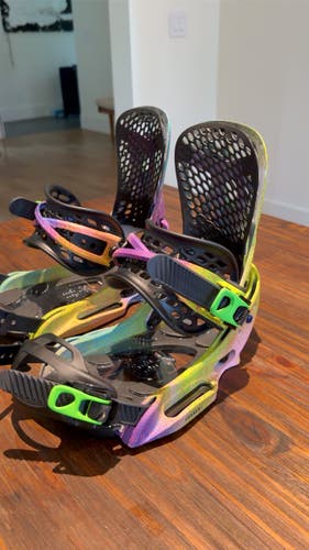 NEW Virgil Abloh x Burton Genesis EST Snowboard Bindings Rainbow Medium.