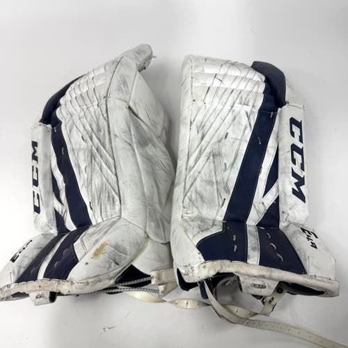 Used White and Navy CCM Eflex 4.9 Goalie Pads | 30+1" | AB369