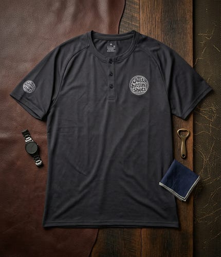 Just Hittin' Shots Black Large Men's Henley Shirt (New)
