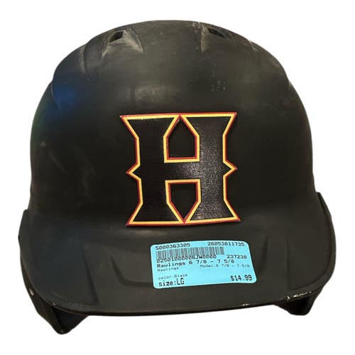 Used Rawlings 6 7/8 - 7 5/8 Batting Helmet No Mask Black LG 11735-S000363305