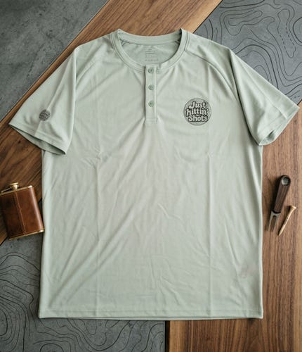 Just Hittin' Shots Light Sage Green Large Men's Henley Shirt (New)