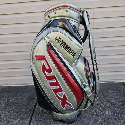 RARE Yamaha RMX Silver Carbon Fiber & Red Leather Staff Golf Bag 5 Way Divider