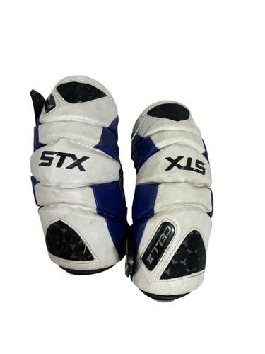 Used STX CELLII Lacrosse Arm Pads/Guards White/Black/Royal SM 11735-S000363466