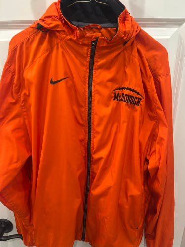 McDonogh Football Windbreaker Jacket Orange Large Nike Jacket (Used)