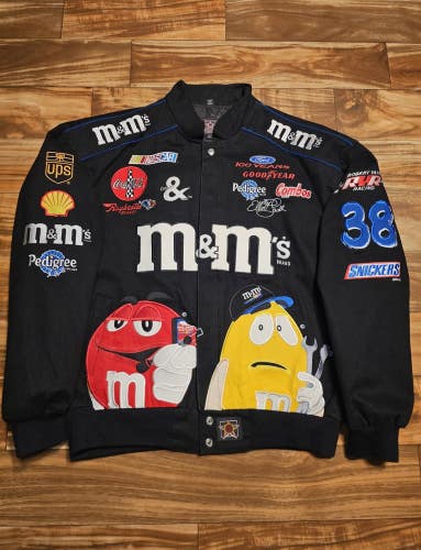 Vintage Nascar M&M's Racing Elliot Sadler JH Design Embroidered Jacket Size XL