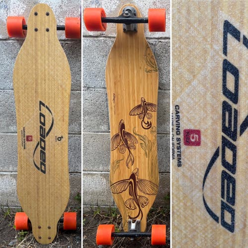 Loaded Vanguard Flex 5 w Paris trucks Orange Orangatang In Heat wheels Complete Longboard Skateboard