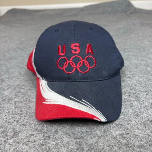 USA Olympics Mens Hat Strap Back Red White Blue Cap Sports Logo America Splash