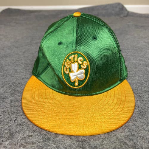 Vintage Boston Celtics Mens Hat 7 1/8 Fitted Green Yellow Basketball Satin NBA