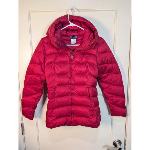 Patagonia Down With It Jacket Womens XS Red Puffer Hooded Coat 28601 FA13