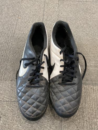 Used Nike TIEMPO Soccer Cleats Black And White Senior 12 11614-S000245954