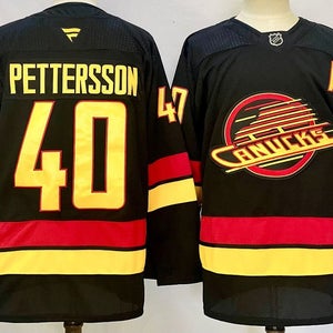 Men's Vancouver Canucks Quinn Pettersson #40 Stitched Black Jersey Ice Hockey Jersey size 52