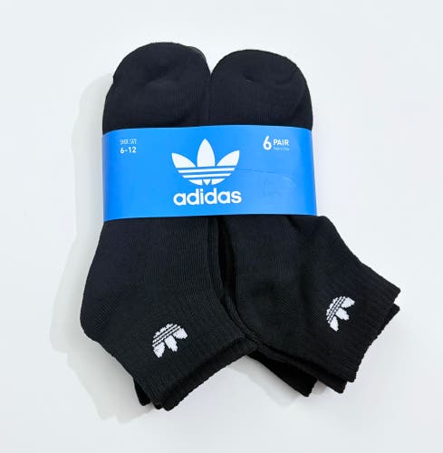 Black Adult Unisex Adidas Socks (New) Adidas originals Trefoil Cushioned Quarter Socks 
6-Pack